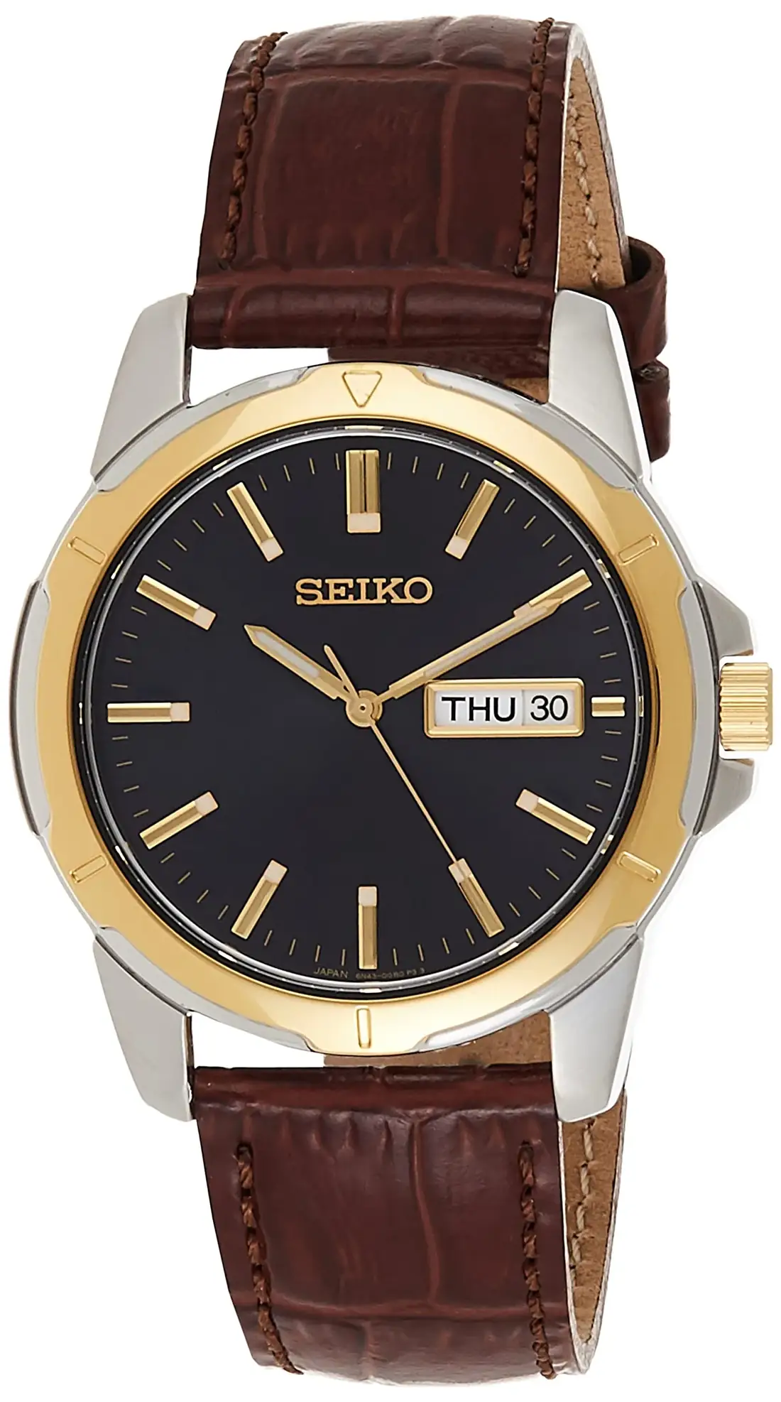 Seiko SUR360 (40 mm, esfera negra, correa de piel)